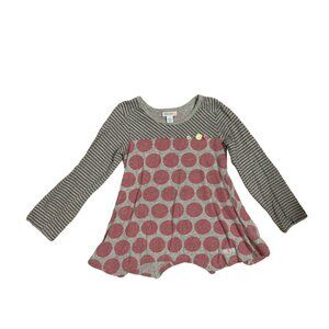 Naartjie Grey Pink Polkadot Swing Shirt Size 6